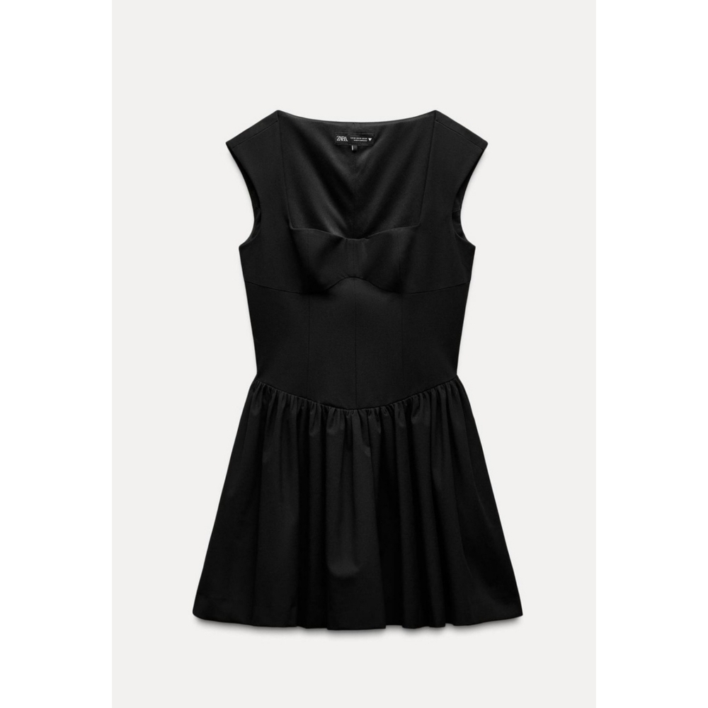 Zara Square Neck Pleated Dress Black size S and XXL - Picture 13 of 13